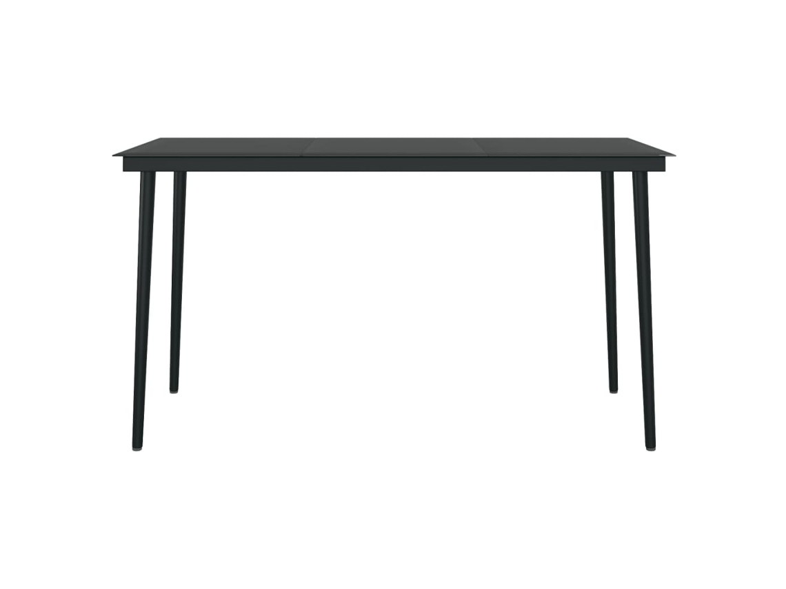 Mesa De Jantar Para Jardim 140x70x74 Cm Aço E Vidro Preto Lovely Home