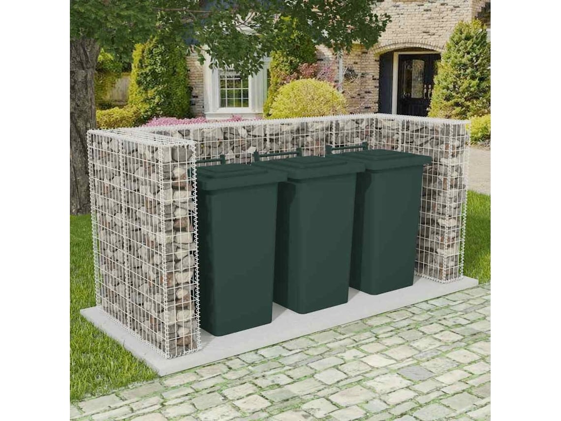 Abrigo para Caixotes do Lixo VIDAXL Gabião Prateado Aço (250x100x120 cm)