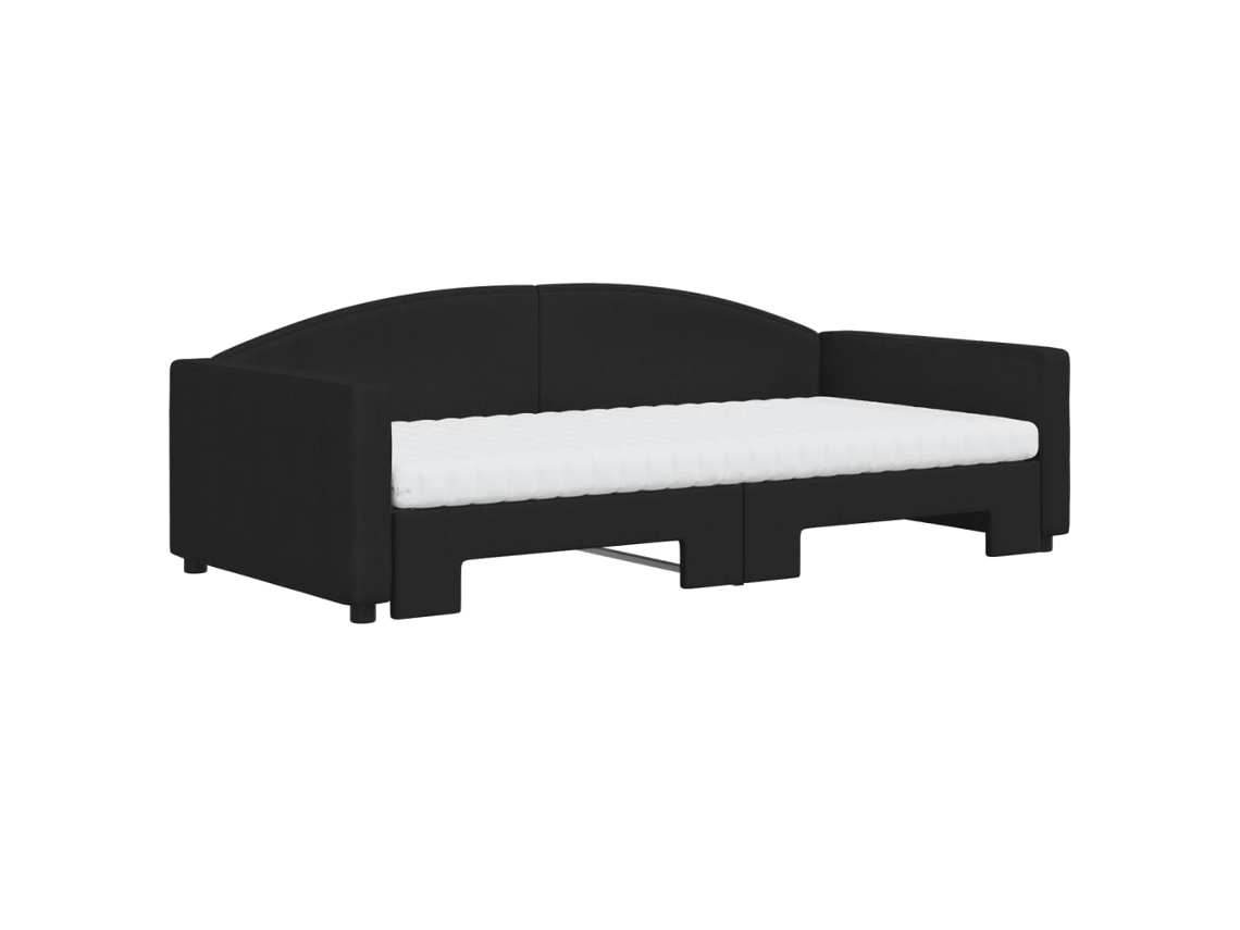 Sofá Cama Gavetão Colchões Pangshiyuan Madeira Tecido Preto (100x200)