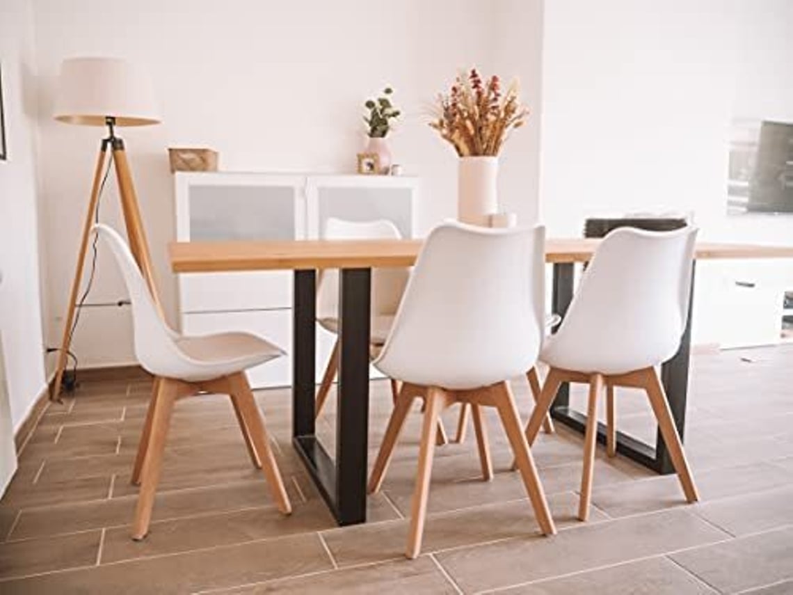 Conjunto Mesa de Jantar Ou Cozinha em Madeira Maciça 180Cm 4 Cadeiras Nórdicas Preto SALDOSYSTOCKS