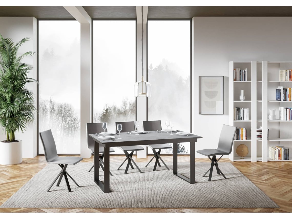 Mesa de Refeição ITAMOBY Bandos (90x160/220 - Painéis em Melamina - Cimento)