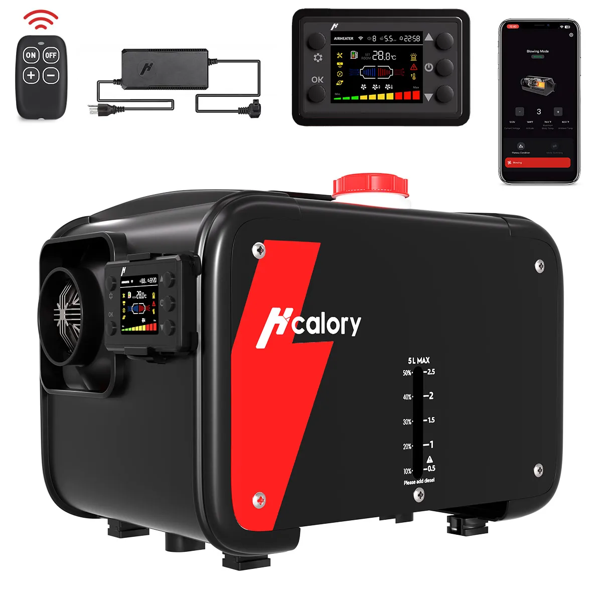 Aquecedor De Ar Portã¡til, 8kw Diesel, Parada E Inã­cio Automã¡ticos, Com Adaptador Oem