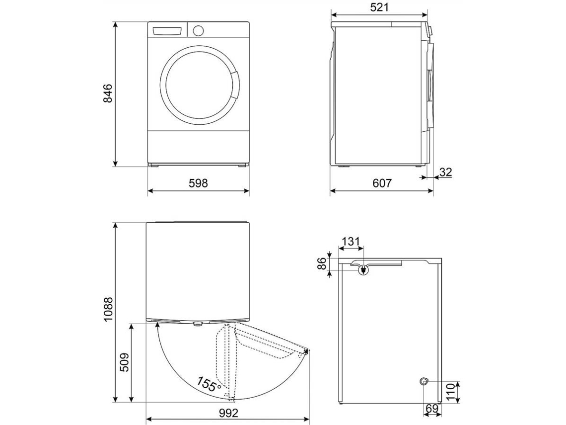 Máquina de Secar Roupa SMEG DNP83SLIN (8 kg - Bomba de Calor - Branco)