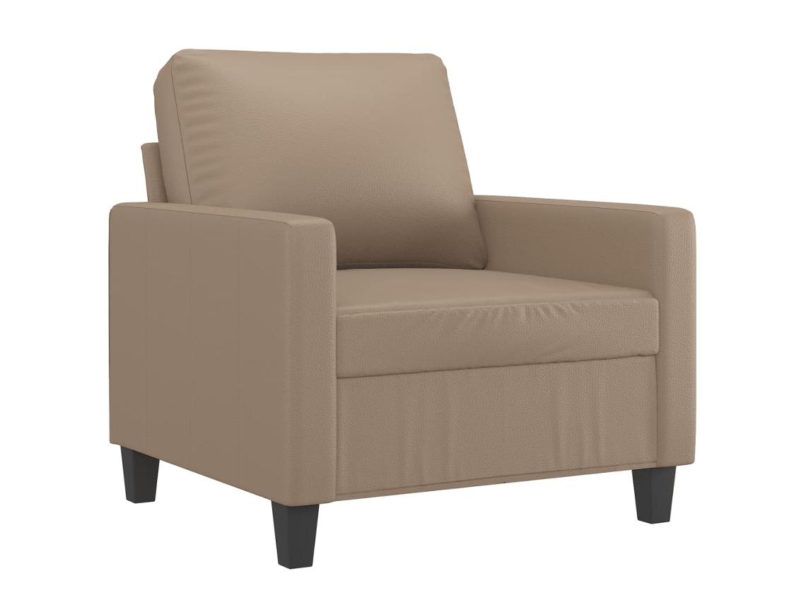 Conjunto 3 Pcs Sofás com Almofadões Couro Artificial Cappuccino PANGSHIYUAN