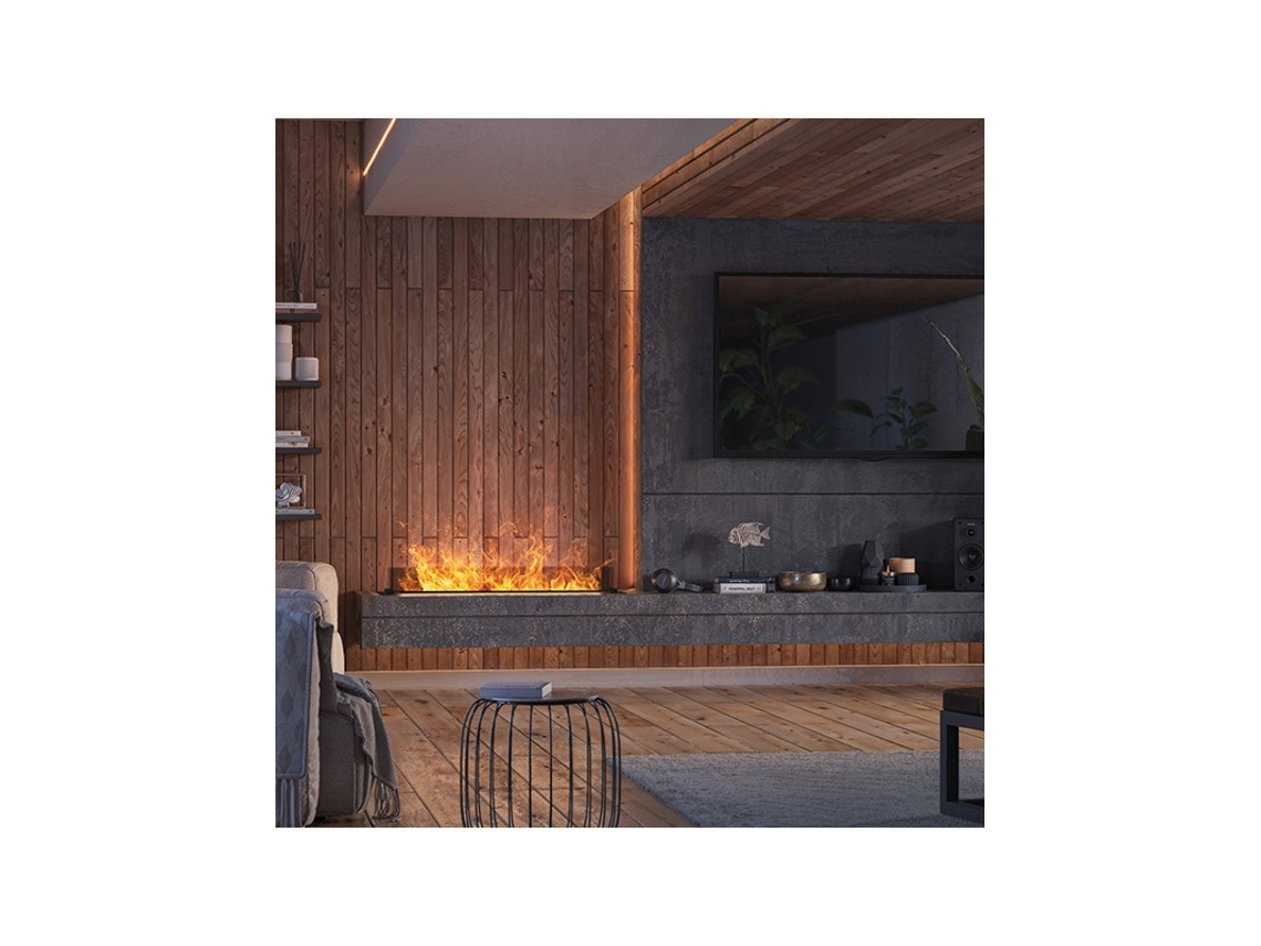 Lareira de Embutir Queimador de Vapor de Água Led Multicolor 120 Cm Invapo Insert OUTINFIRE