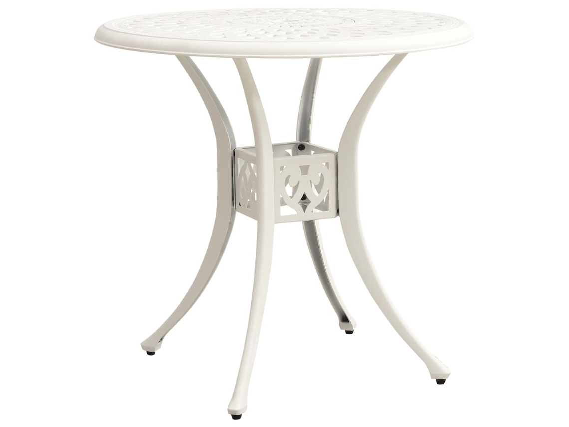 Mesa De Jardim | Mesa De Exterior 78x78x72 Cm Alumínio Fundido Branco Lovely Home