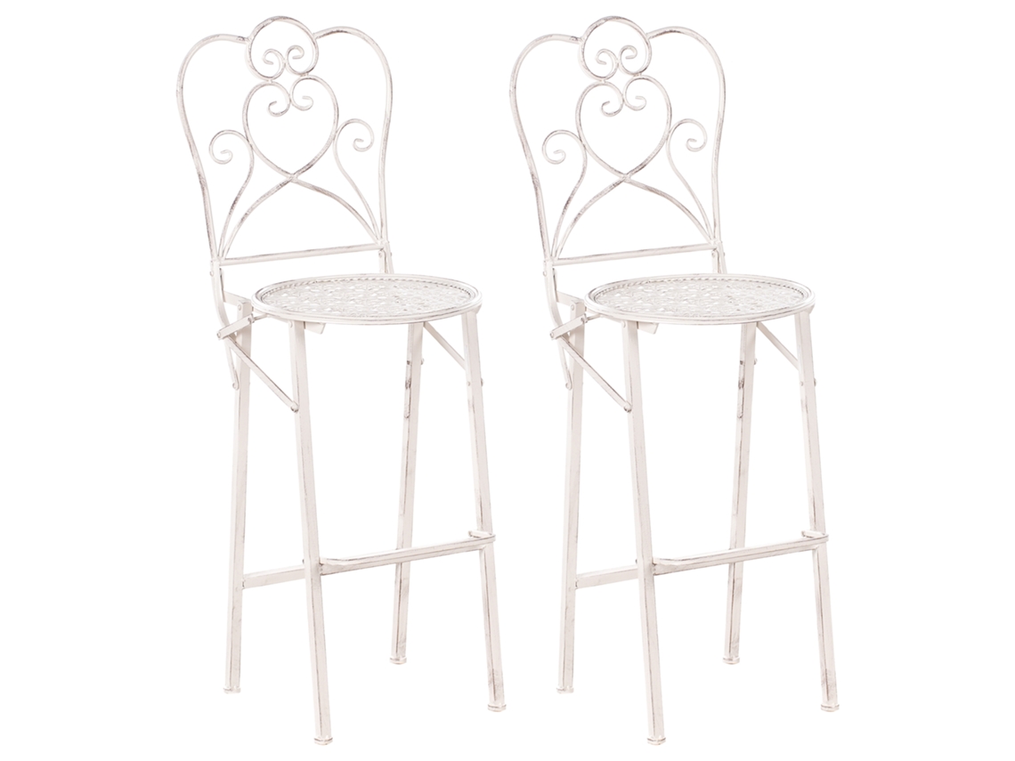 Conjunto De Bar De Jardim Dobrável Trieste Metal Creme Claro Beliani