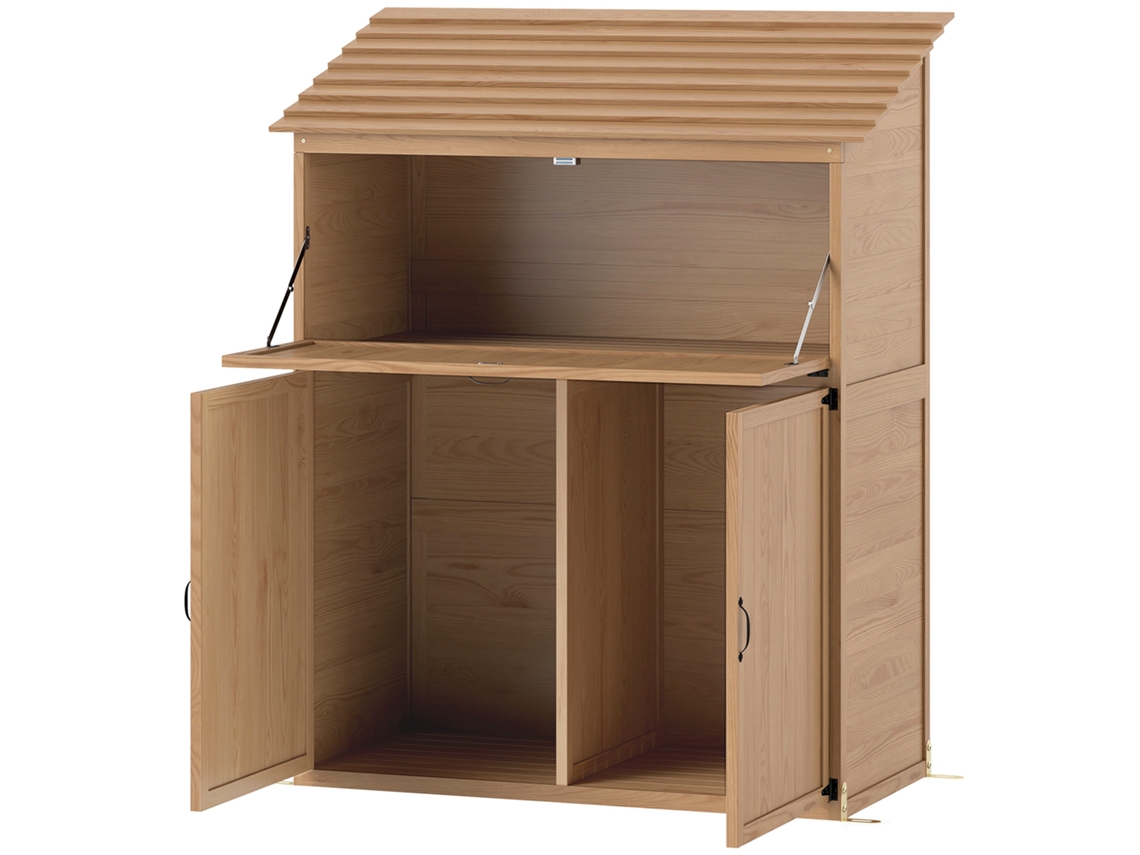 Armário De Jardim Com Mesa Dobrável, Armário Para Ferramentas Com Tampa, 110 X 54 X 136 Cm, Madeira De Abeto, Marrom Btforus