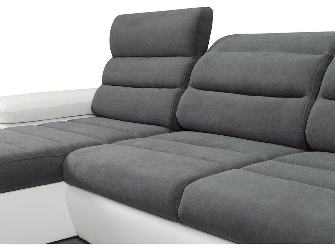 Sofá Cama Boileau VENTE-UNIQUE (Cinzento e Branco - Pele sintética - 362x217x100 cm/Dimensões da cama: 120 – 139 cm)