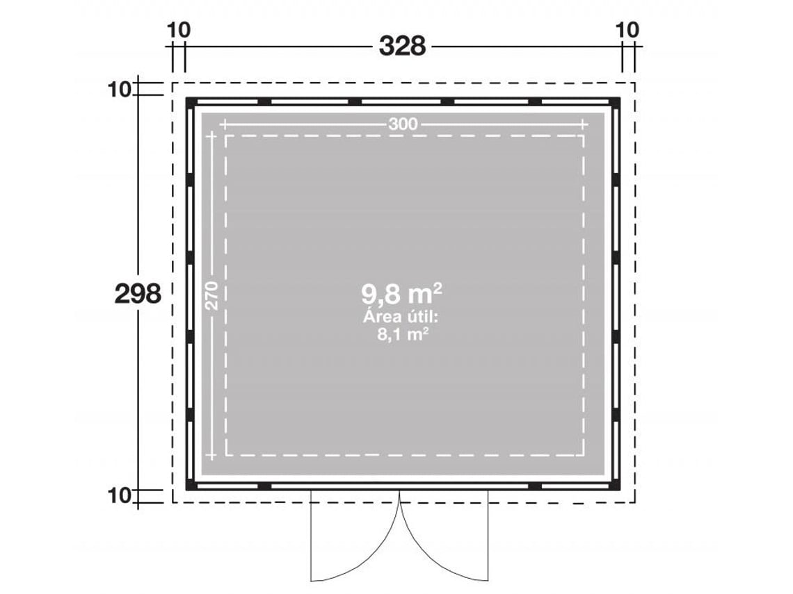 Abrigo de Jardim metálico NH9 | Branco / Branco | 328 x 298 - NOVO HABITAT