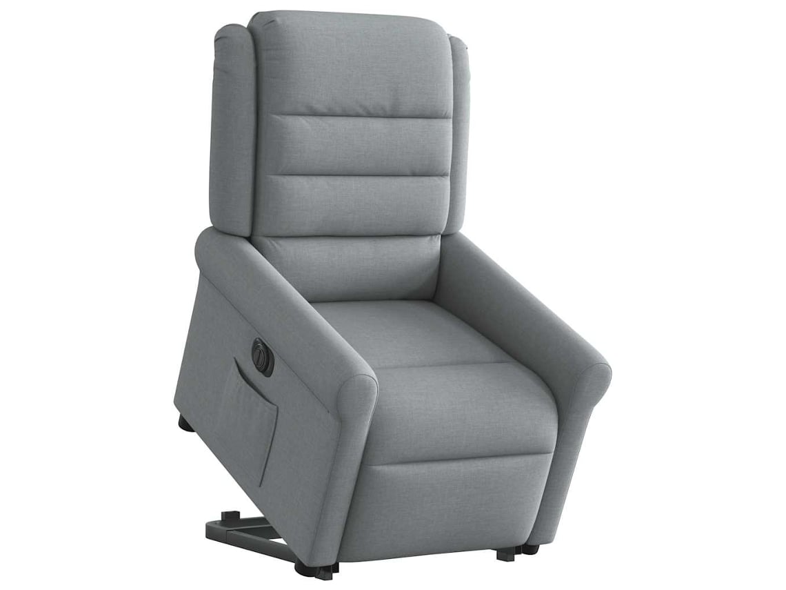 Poltrona reclinável elevatória elétrica tecido cinzento-claro