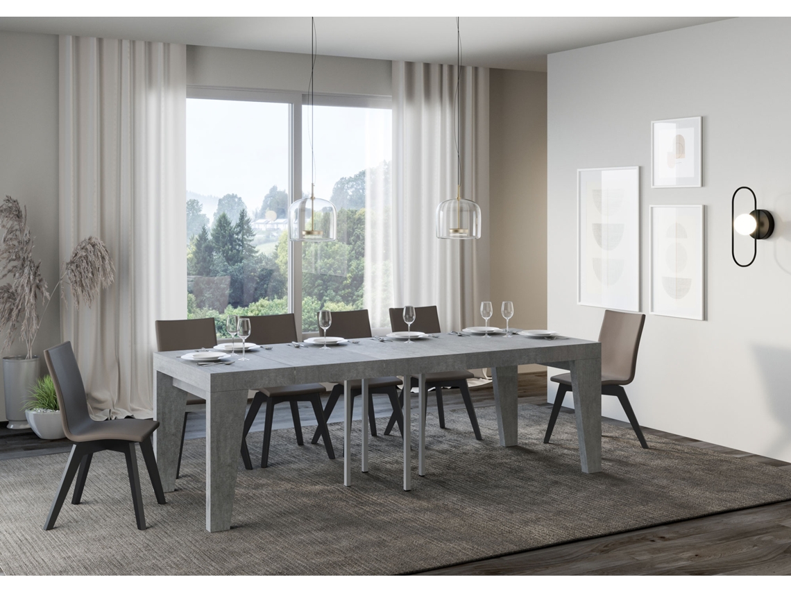 Mesa de Jantar Extensível 90X90/246 Cm Naxy Premium Cimento ITAMOBY