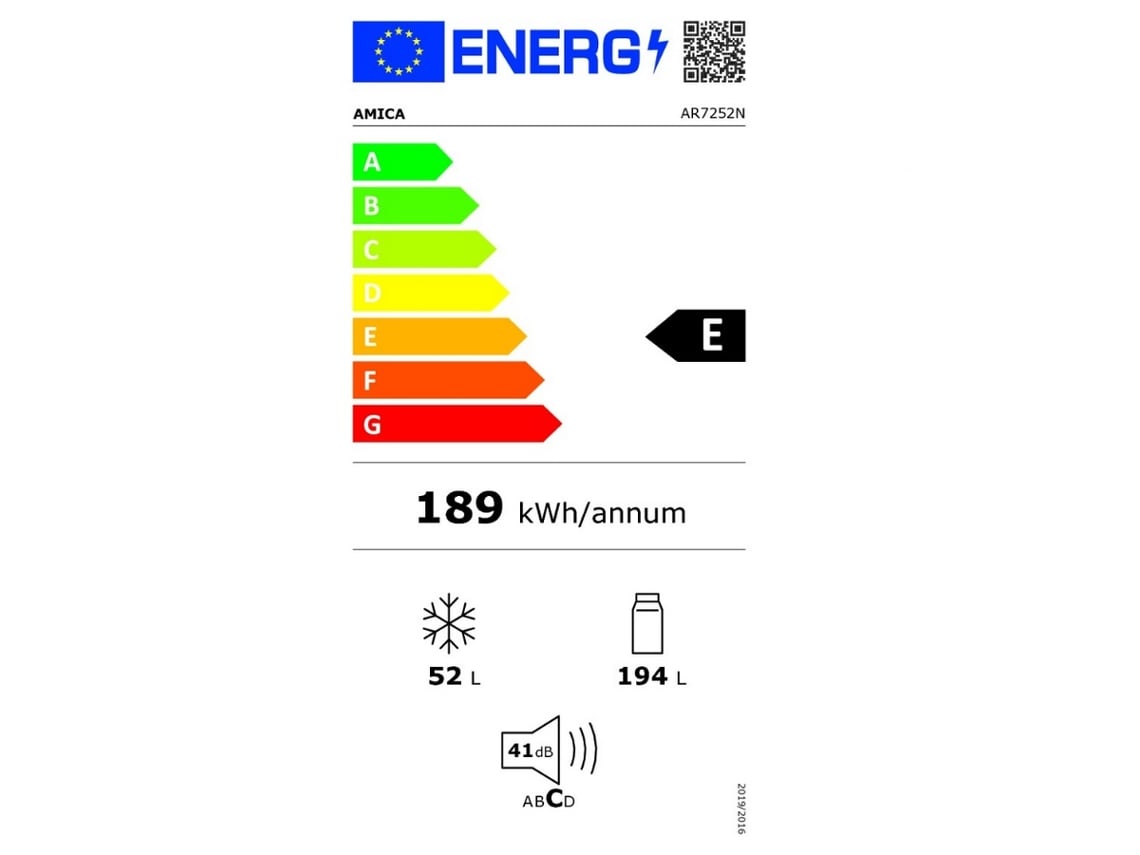 Frigorífico AMICA AR7252N (Estático - 166.5 cm - Preto)