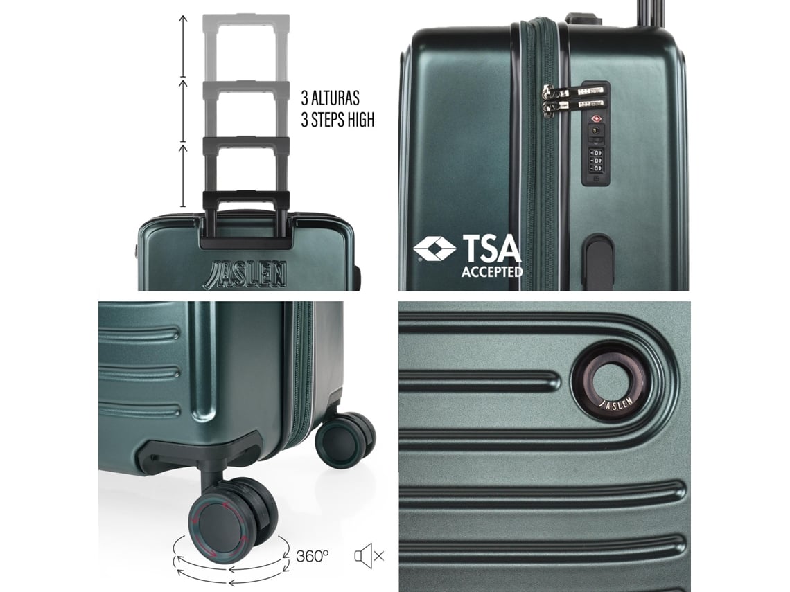 Conjunto De Malas Rígidas Em Abs Jaslen Padua Verde (43x65x27 Cm 68l)