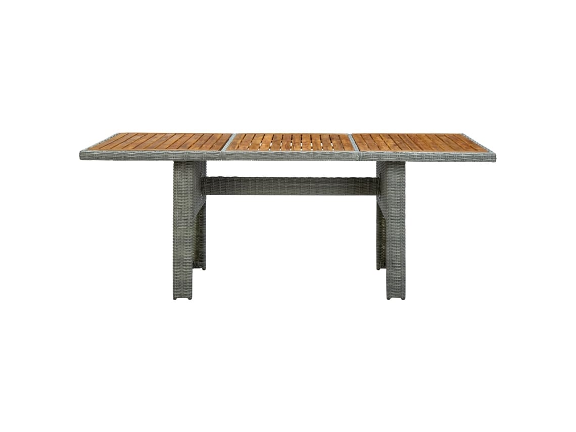 Mesa De Jardim 200x100x74 Cm Vime Pe/madeira Acácia Cinzento Claro