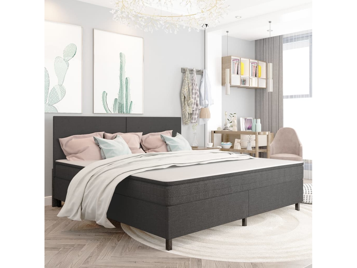 Cama box spring VIDAXL Cinzeto Tecido (200x200 cm)