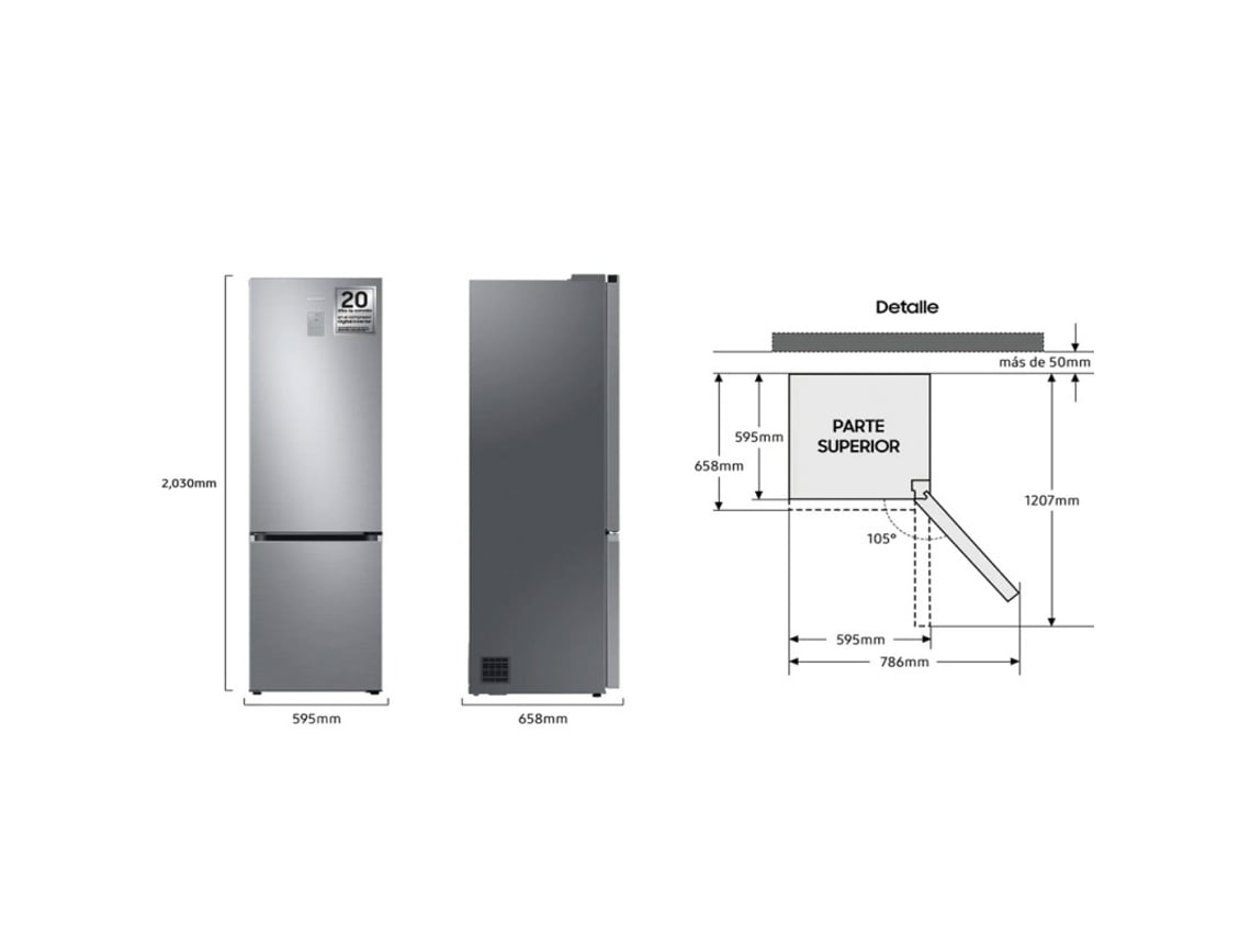 Frigorífico Combinado SAMSUNG Rb38C675Cs9/Ef Inox 2,03M Wifi C