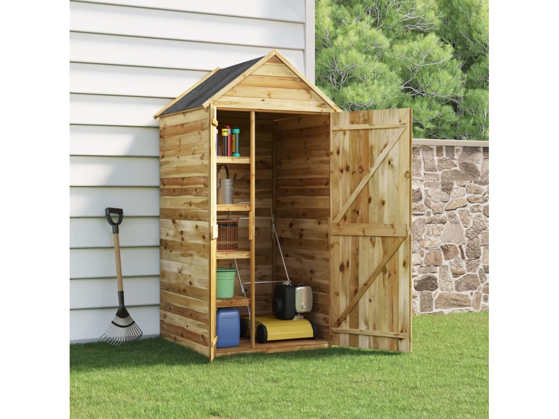 Abrigo de Madeira VIDAXL Para Ferramentas Marrom de Pinho (107x107x220 cm)