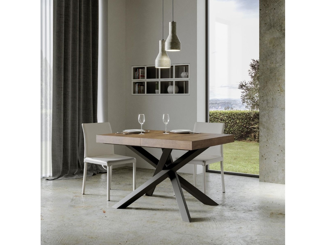 Mesa de Jantar Extensível 90X130/234 Cm Volantis Premium Nogueira Quadro Antracite ITAMOBY