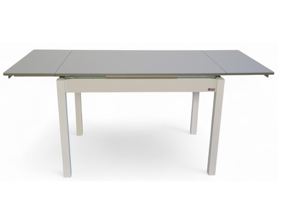Mesa de cozinha extensível Charlotte BB com melamina e pés brancos GSMESAS (100/164x60x75cm)