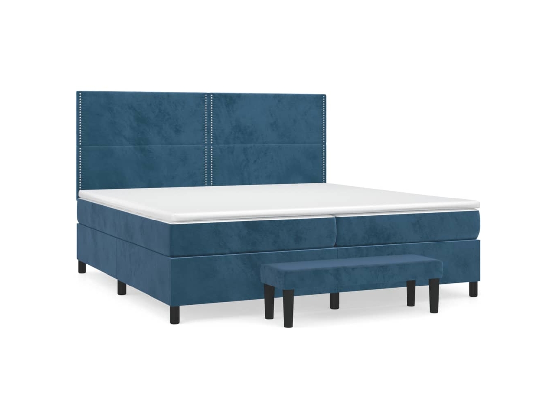 vidaXL Cama com molas/colchão 200x200 cm veludo azul-escuro
