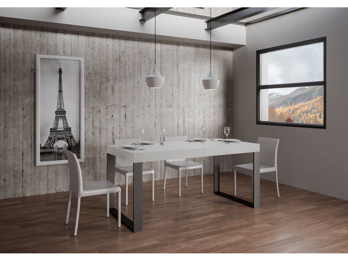 Mesa de Refeição ITAMOBY Tecno (90x160/264 - Painéis em Melamina - Freixo Branco)