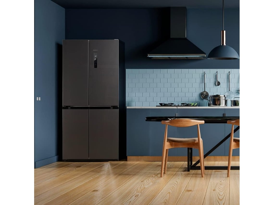 Frigorífico 4 Portas Dark com 490 Litros de Capacidade 183 cm Altura 91 Largura Classe E Motor Inverter Plus Sistema Multi Air Flow Total CECOTEC.
