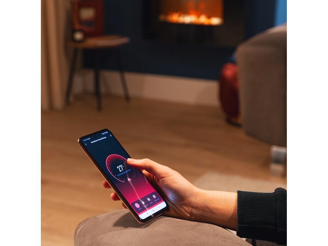 Chaminé Elétrica Decorativa de Parede Cecotec Ready Warm 3550 Curved Flames Connected Preto 1000 2000 W