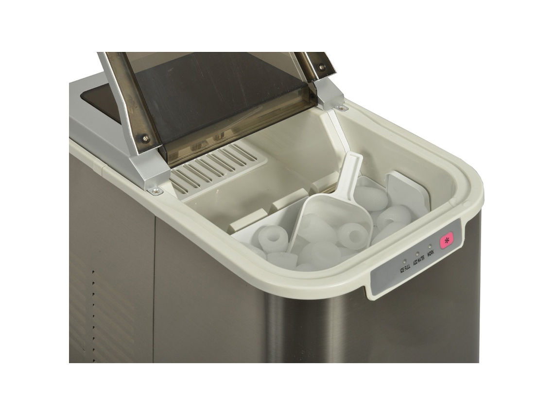 Máquina de Gelo KITCHEN CHEF Yt-E-005B1 com Limpeza Automática (140W - 12Kg / 24H - Aço Inoxidável)