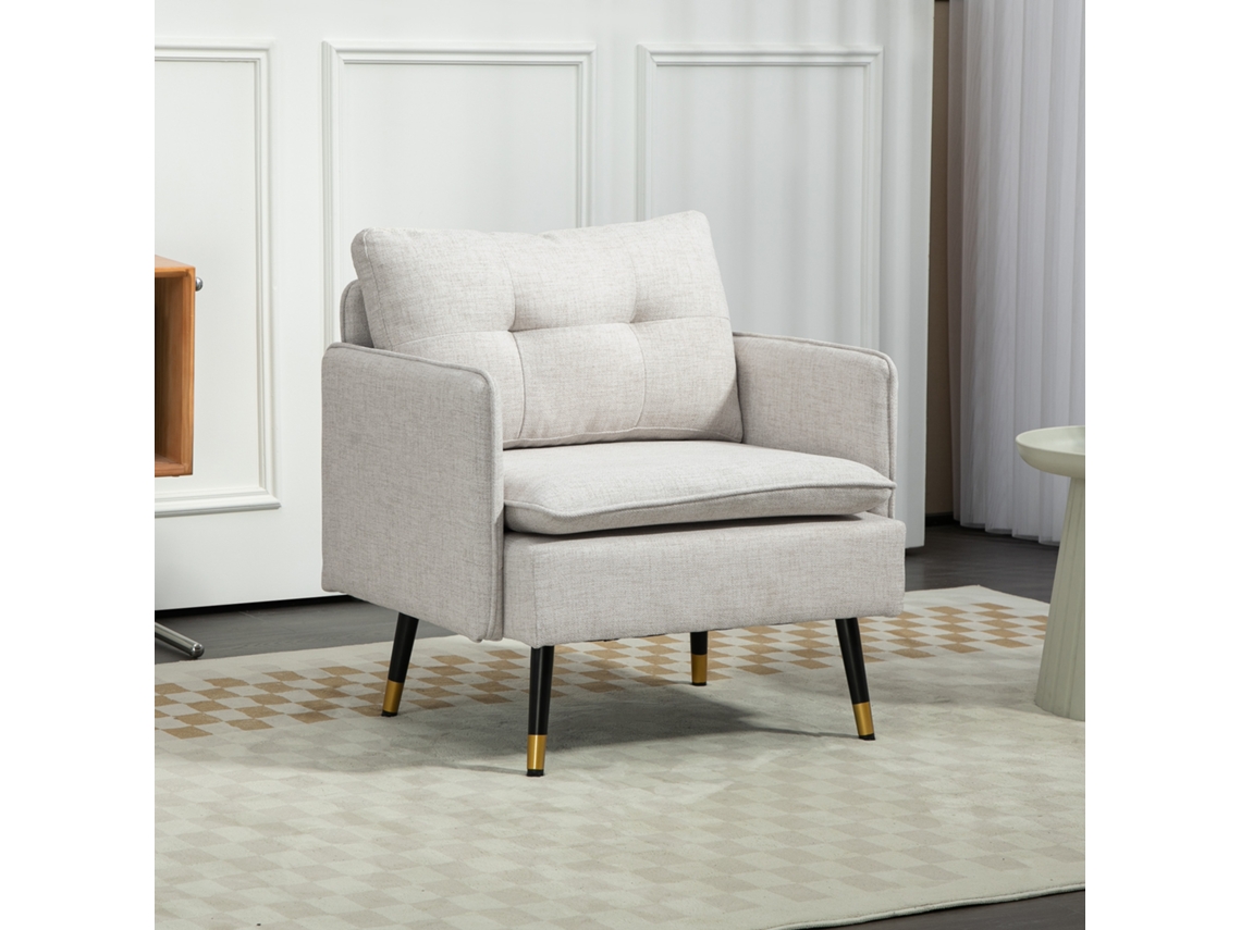 Poltrona Homcom bege poliéster 76x68x80 cm