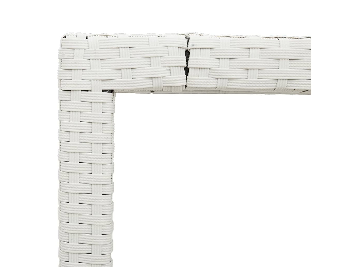 Mesa de Jardim com Tampo de Vidro 90X90X75 Cm Vime Pe Branco PANGSHIYUAN