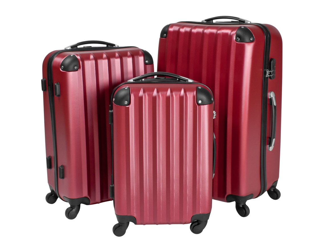 Conjunto de 3 Malas de Viagem TECTAKE Rígidas Vermelho (77.5 x 53 x 30 cm)