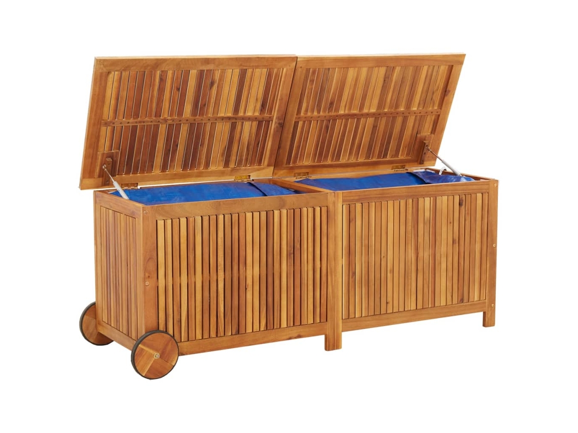 Caixa de Arrumação P/ Jardim com Rodas 150X50X58Cm Acácia Maciça PANGSHIYUAN