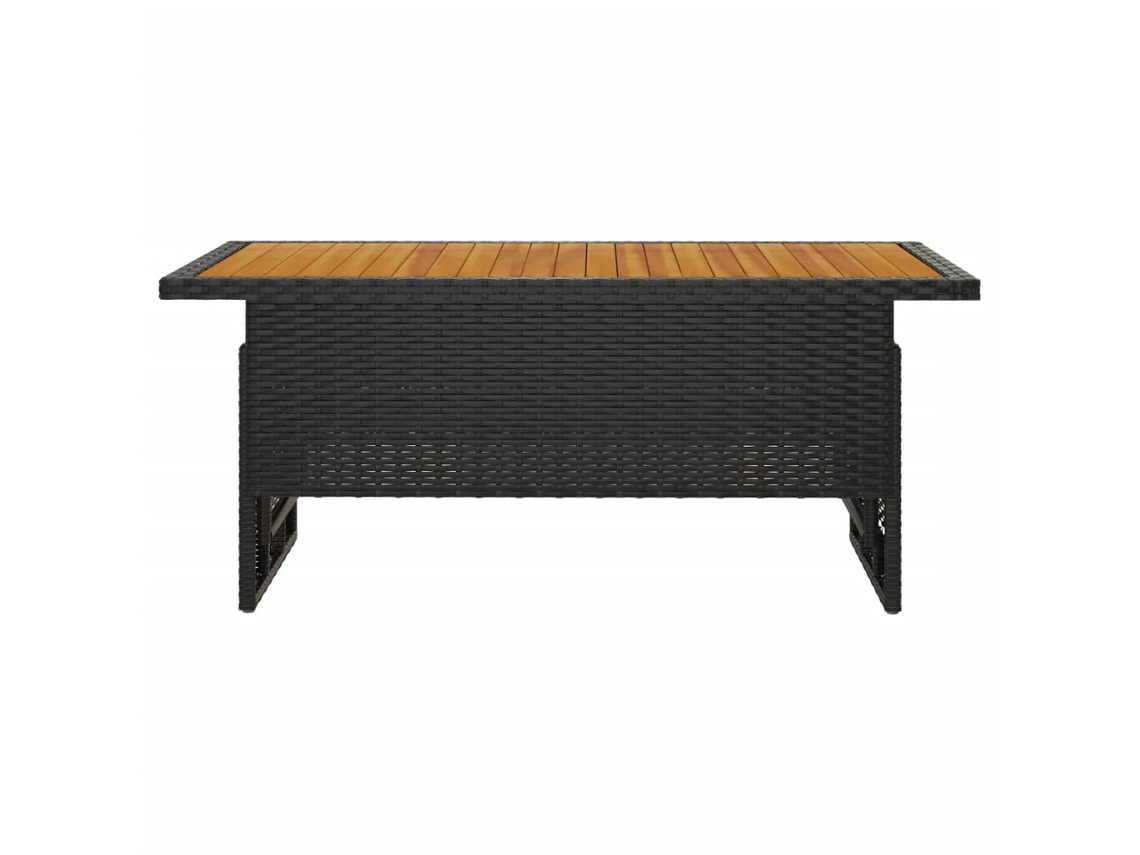 Mesa Jardim Vidaxl 100x50x43/63cm Acácia Maciça/vime Pe Preto