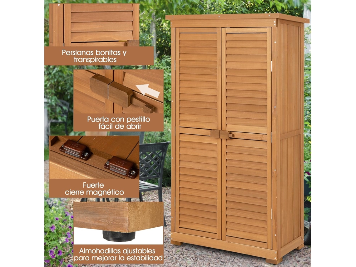 Armário de Exterior COSTWAY Ao Ar Livre 114L Ao Ar Livre com Trava de Tampa e Alças (87x47x160 cm)