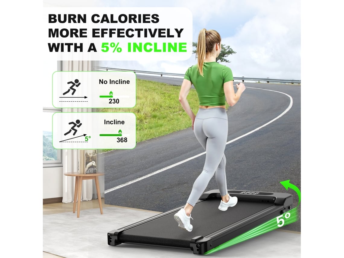 Passadeira de Corrida BOTIFLY V1A - 4 em 1, 8 Km/h, Inclinação 5°, Motor 2.5HP, Amortecimento para Joelhos, Área da superfície 94x39cm, Preto