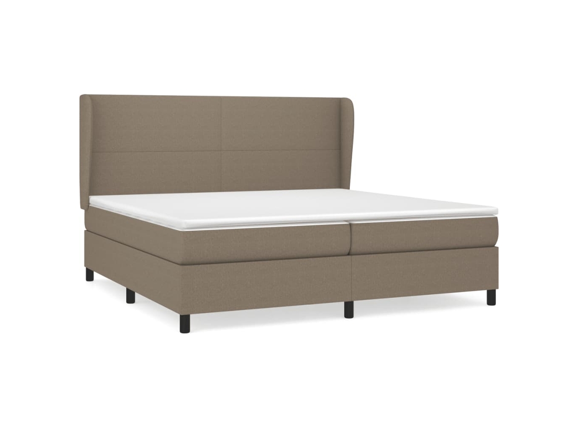 vidaXL Cama com molas/colchão 200x200 cm tecido castanho-acinzentado