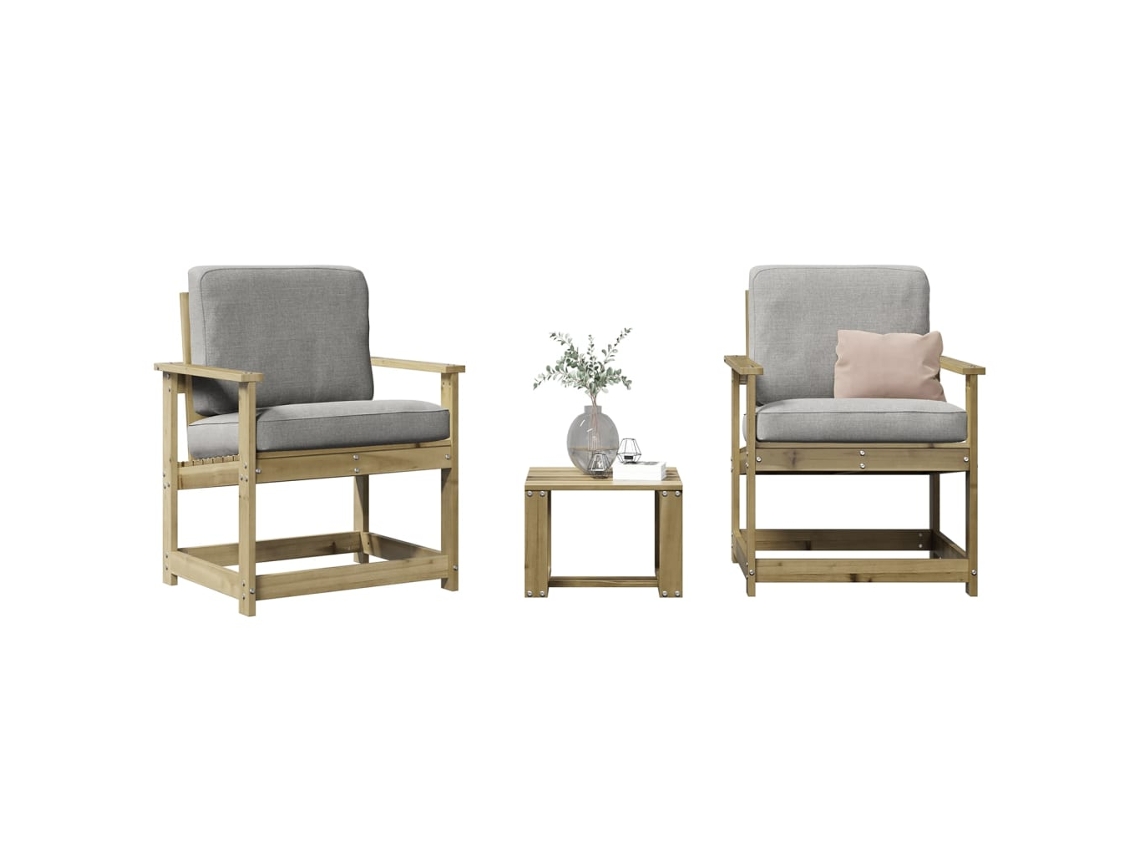 Conjunto 3 Lounge de Jardim VIDAXL Madeira de Pinho Impregnada