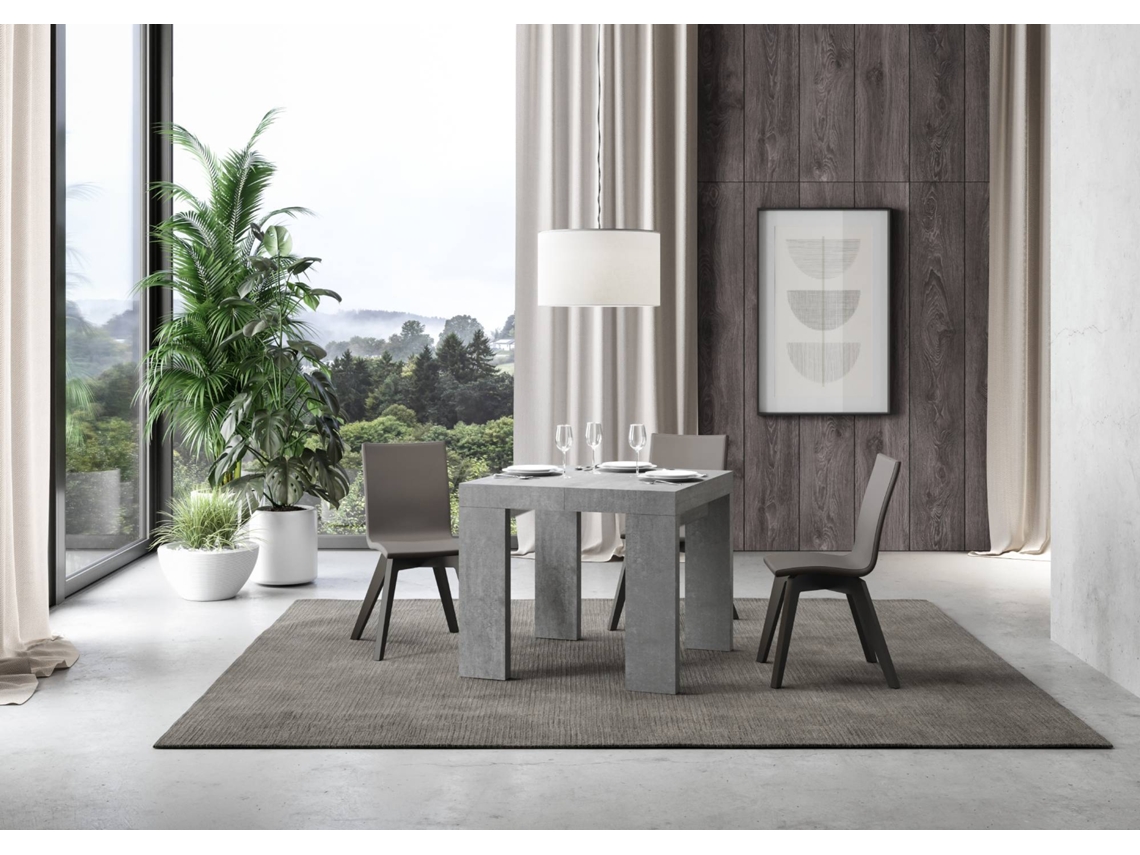 Mesa de Jantar Extensível 90X90/246 Cm Roxell Premium Cimento ITAMOBY