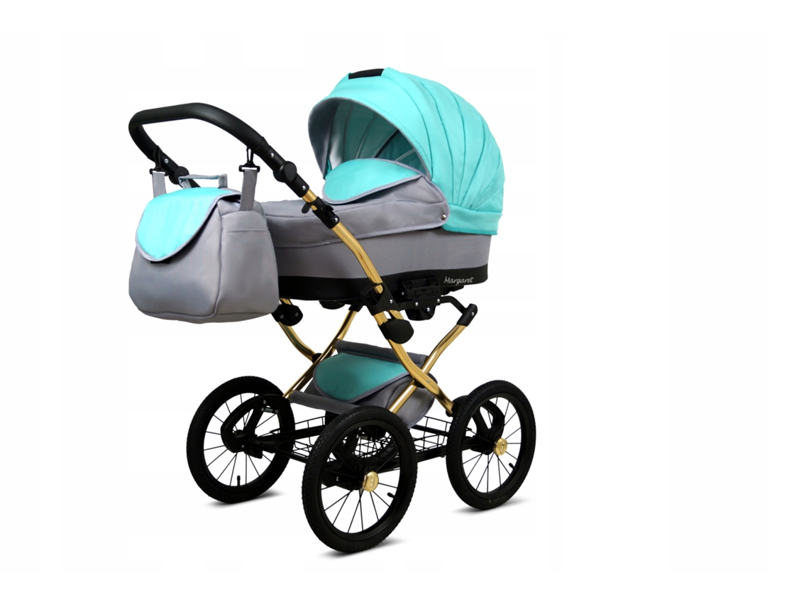 Carrinho de Bebé Multifuncional BABYLUX MARGARET GOLD 4 Em 1 -Mint - Ajustável e dobrável Construção leve em alumínio - Acessórios