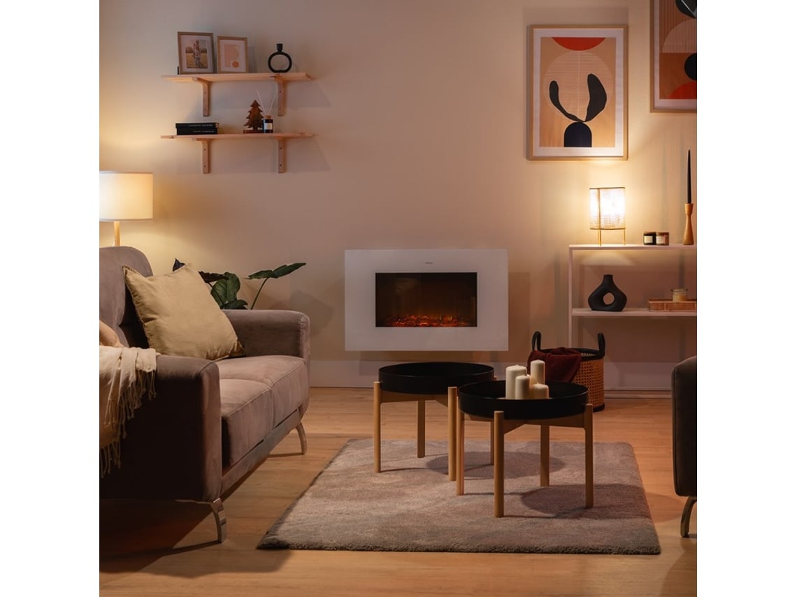 Chaminé Elétrica Decorativa de Parede Cecotec Readywarm 3590 Flames Connected Branco 1000 2000 W