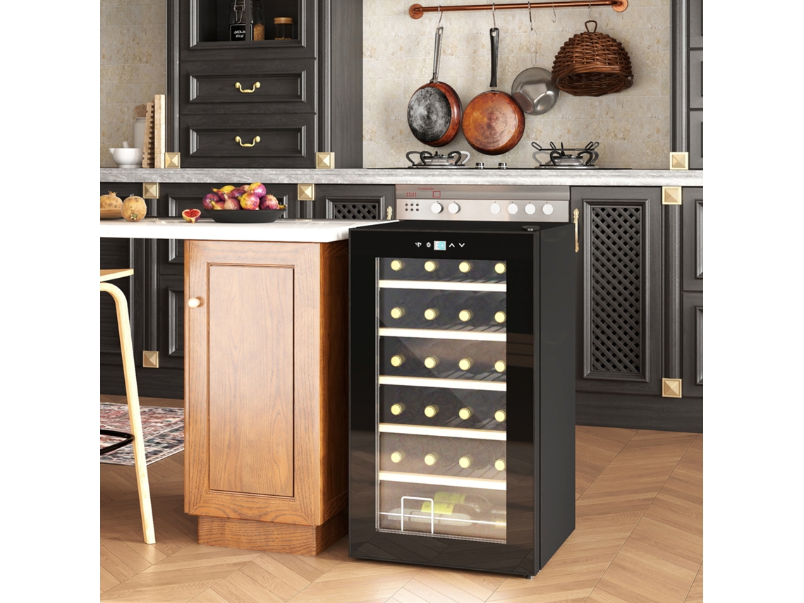 Cave de Vinho Aço e Vidrotemperado Cor Negro 43x45x75 Cm HOMCOM