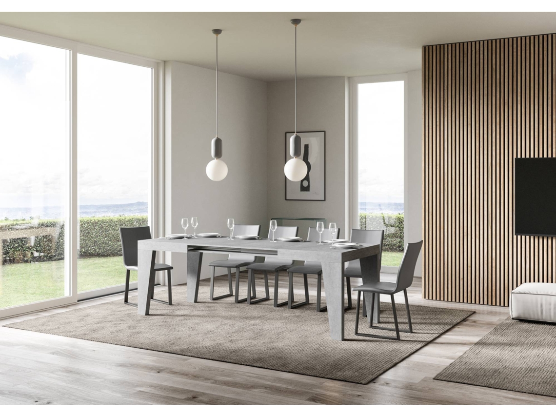 Mesa de Jantar Extensível 90X140/244 Cm Naxy Cimento