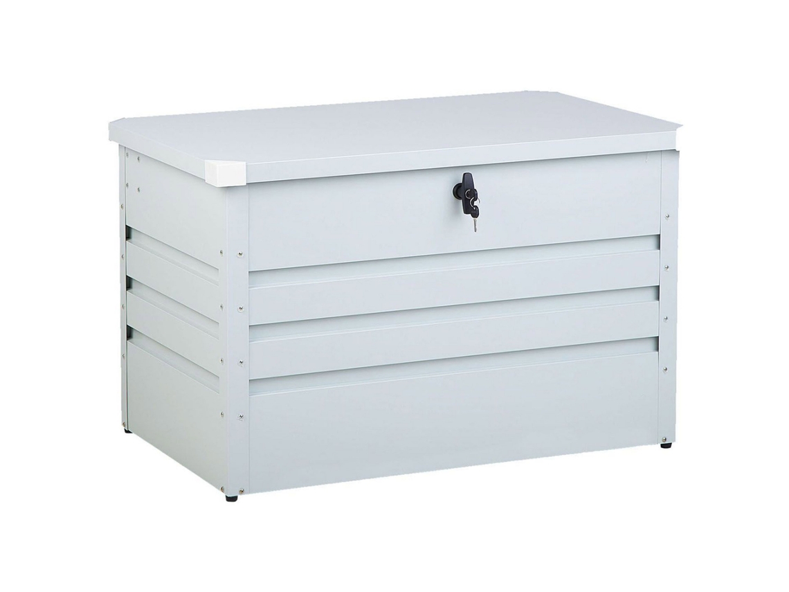 Baú de Armazenamento BELIANI Cebrosa de Aço Cinzento 100x62x64