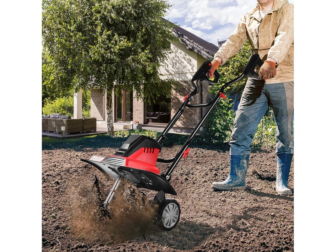 Motocultivador Elétrico 43Cm Largura de Trabalho /6 Lâminas /1500W / 22Cm Profundidade de Trabalho / 400 Rpm para O Jardim COSTWAY