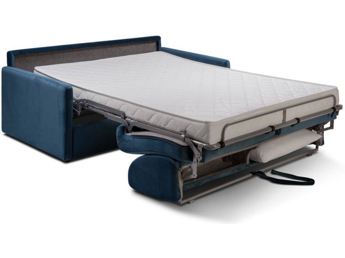 Sofá Cama Calife VENTE-UNIQUE (Verde Pinho - Tecido e Veludo - 190x94x85 cm/Dimensões da cama: 160-179 cm)