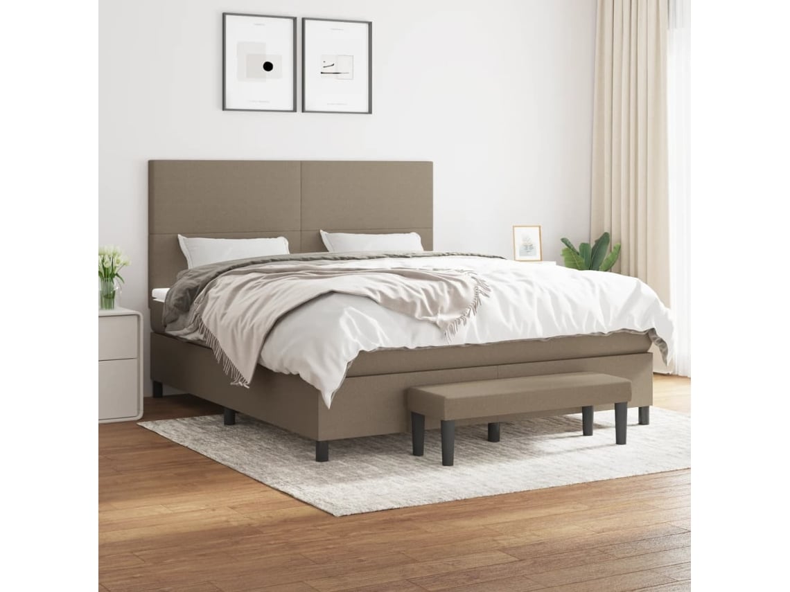 Cama box spring VIDAXL Cinzento-acastanhado Tecido (180x200 cm)