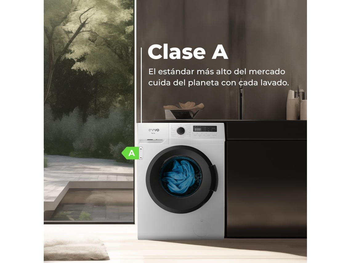 Máquina De Lavar Evvo Terra 8 Com Carregamento Frontal De 8 Kg, 1350 Rpm, Classe Energética A, Motor Inversor, 15 Programas