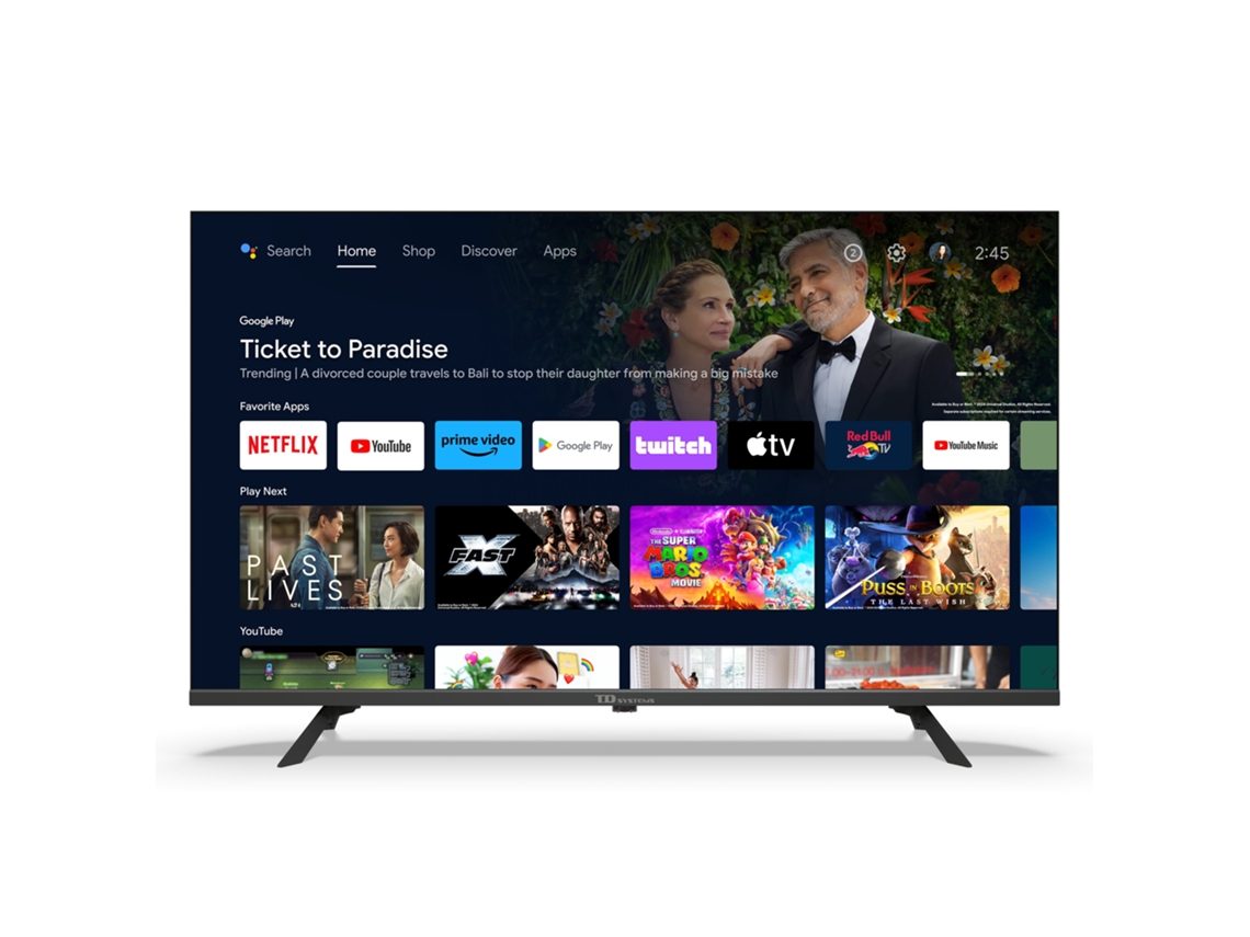 Smart Tv 40 Polegadas Qled Full Hd Hey Google Official Assistant Com Controle De Voz. Televisão Android 14 - Td Systems M40k21glq