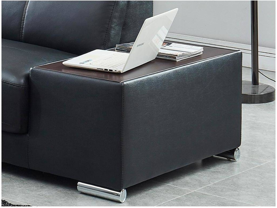 Sofá Fixo Nahia VENTE-UNIQUE (Preto - Pele - 286x210x91 cm)